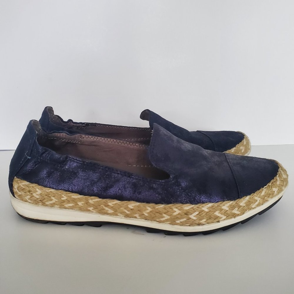 Women's Blue Suede Loafer Shoes Slip Ons Espadrilles Moccasins Deck Shoes Preppy